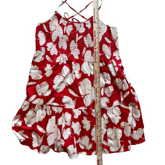 Gap Dress Sundress Size Medium Red Beige Cotton Smocked Tiered NWT - Picture 10 of 10